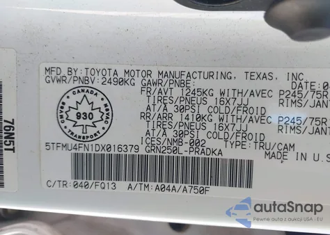 2013 Toyota Tacoma Double Cab Long Bed из США, поврежденный, VIN 5TFMU4FN1DX016379